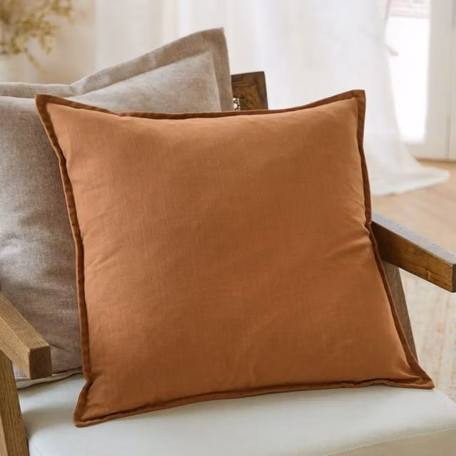 Make It A Home Slub Cotton Square Cushion in Brown and Polyester