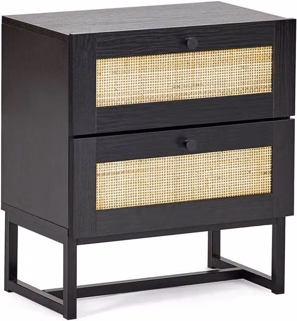 Cheshire Trelawny 2 Drawer Black Bedside Unit