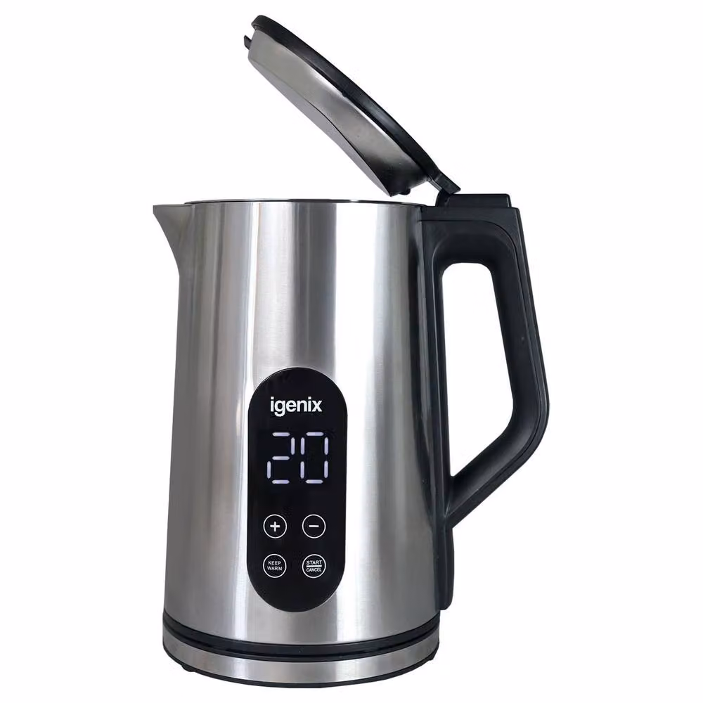 Igenix Digital 3000W Stainless Steel Jug Kettle with Temperature Control and Keep Warm Function, 1.5L, Silver – 3