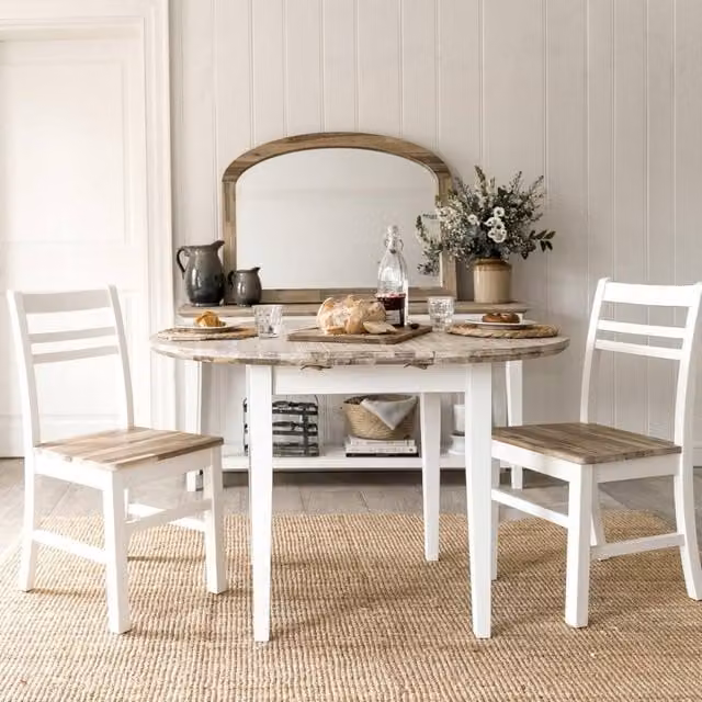 Statement Furniture Florence Round Extendable Kitchen Dining Table in White