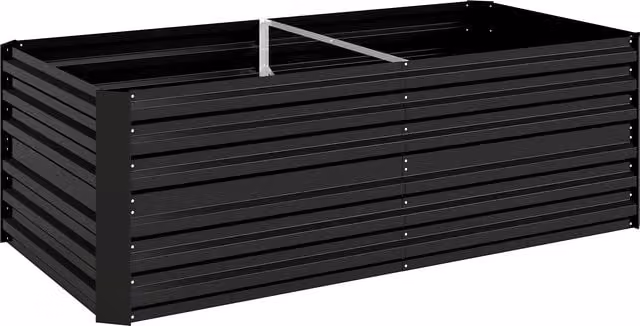 Outsunny Galvanised Steel Raised Garden Bed in Black, W: 180 cm, D: 90 cm, H: 59 cm