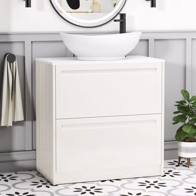 Royal Bathrooms Elmore 800mm Classic White Floor Standing Vanity Unit with 2 Drawers and Amaze Basin