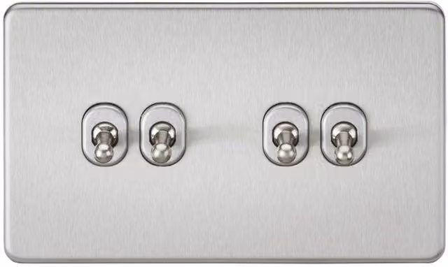 Knightsbridge Screwless 10AX 4G 2-Way Toggle Switch in Brushed Chrome SF4TOGBC