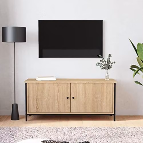 vidaXL Industrial TV Cabinet with Doors in Brown, W/D/H: 102 x 35 x 45 cm – 2