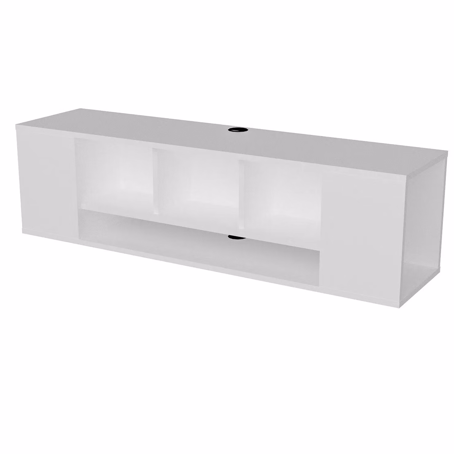 Decorotika Paldi Modern White Wall Mounted TV Stand with Integrated Channel and Media Compartments – 2