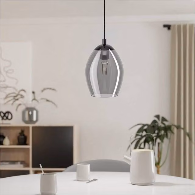 Loops Modern Metal and Glass Pendant Light in Silver and Black – 1