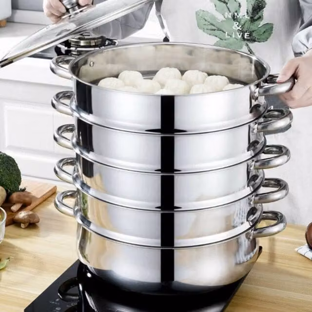 Kelvenix Stainless Steel Induction Hob Multi Veg Cooker Pot Set in Silver – 1