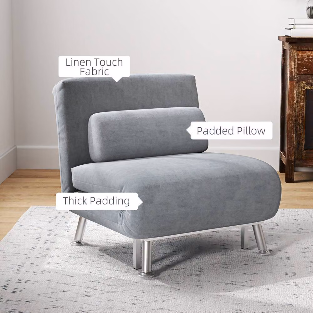 Wyld Haus Noso Grey Velvet Single Sleeper Chair with Metal Frame – 6