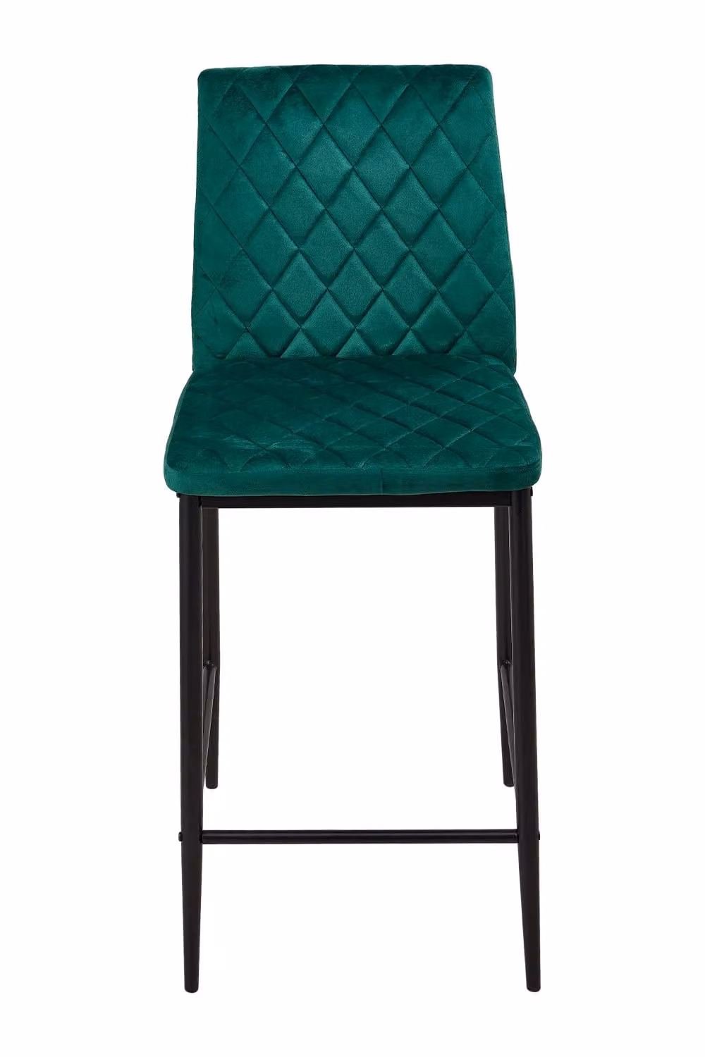 Living and Home Set of 2 Modern Green Velvet Upholstered Bar Stools with Black Metal Frames – 3