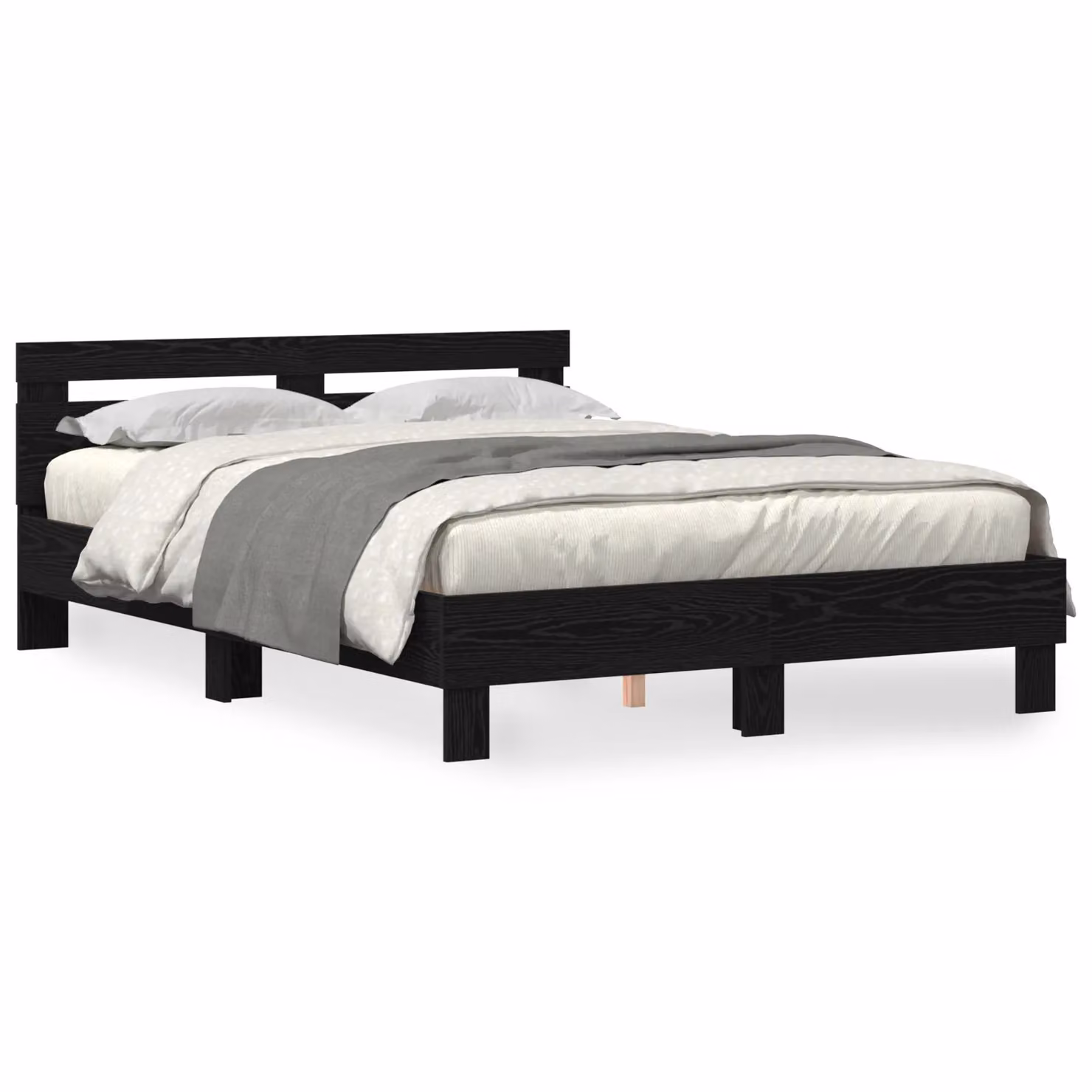 Berkfield Home Black Solid Oak Bed Frame, W/D/H: 150 x 200 x 155 cm – 2