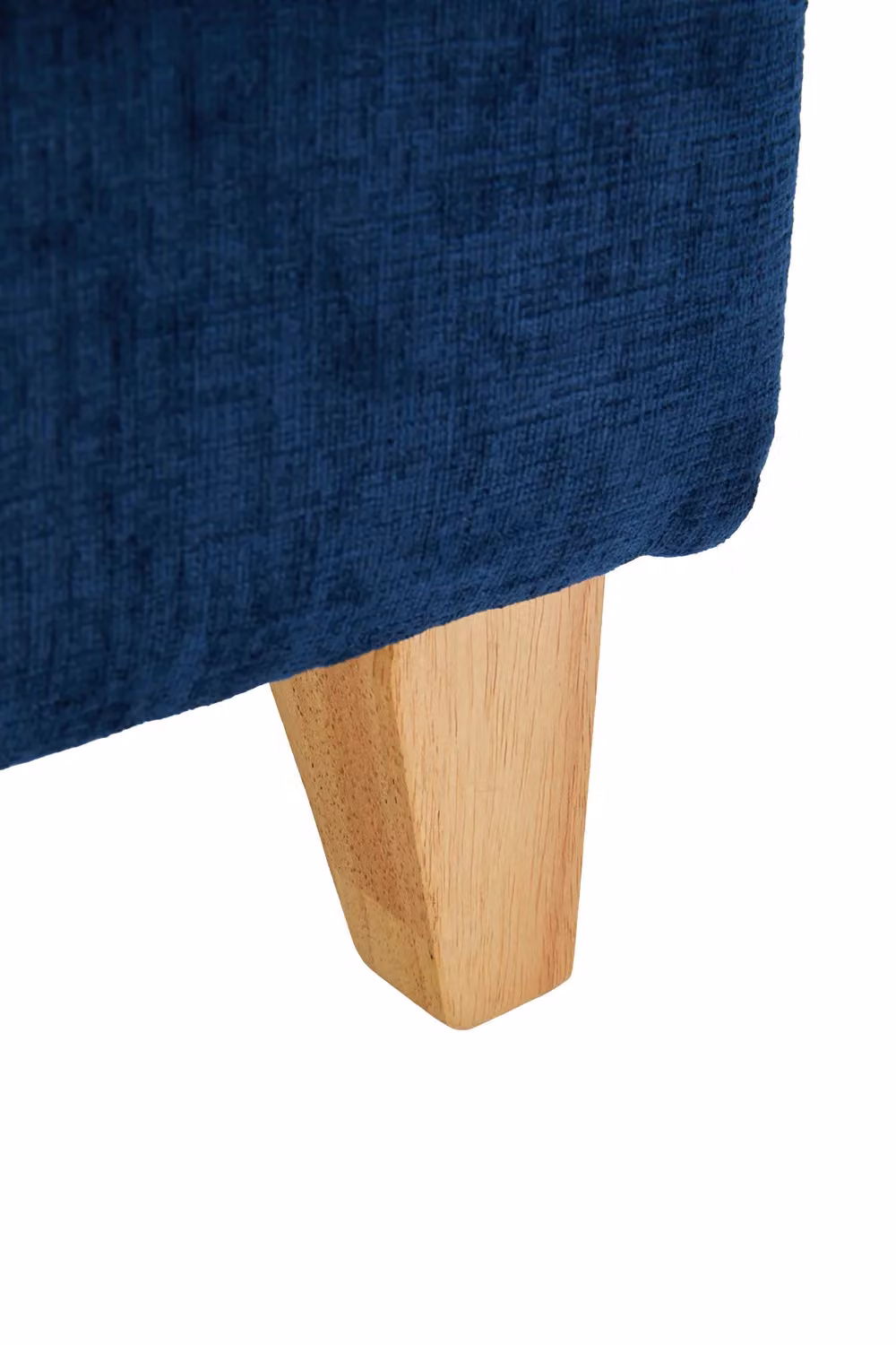 Living and Home Chenille Upholstered Storage Ottoman in Blue, Large – 6