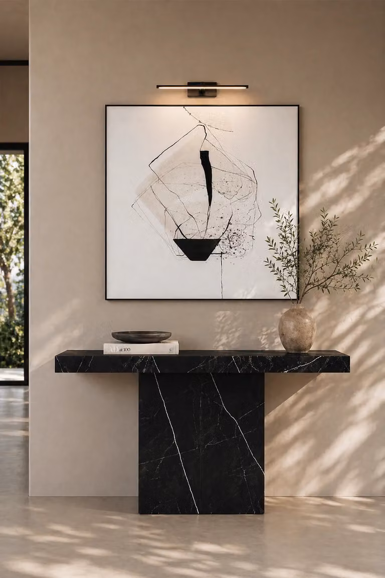 Tommy Franks Noche Console Table in Black Marble with Glossy Finish, W/D/H: 140 x 40 x 76 cm