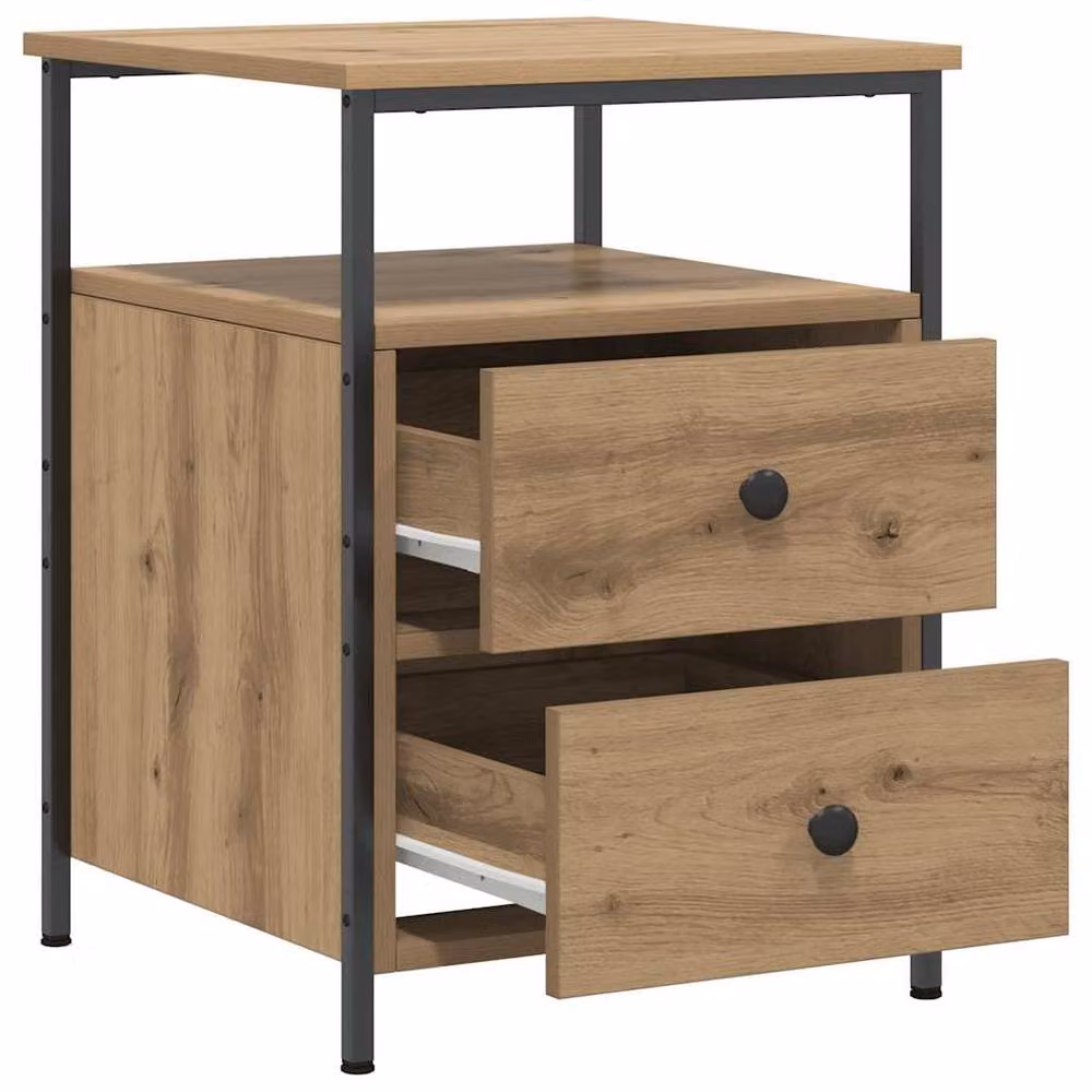 Berkfield Home Modern Bedside Cabinets, 2 Piece Set in Artisan Oak Brown, W/D/H: 44 x 45 x 60 cm – 3