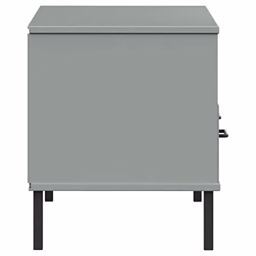 vidaXL OSLO TV Cabinet in Grey Solid Pine Wood with Metal Legs, W: 106.0 cm, H: 46.5 cm, D: 40.0 cm – 3