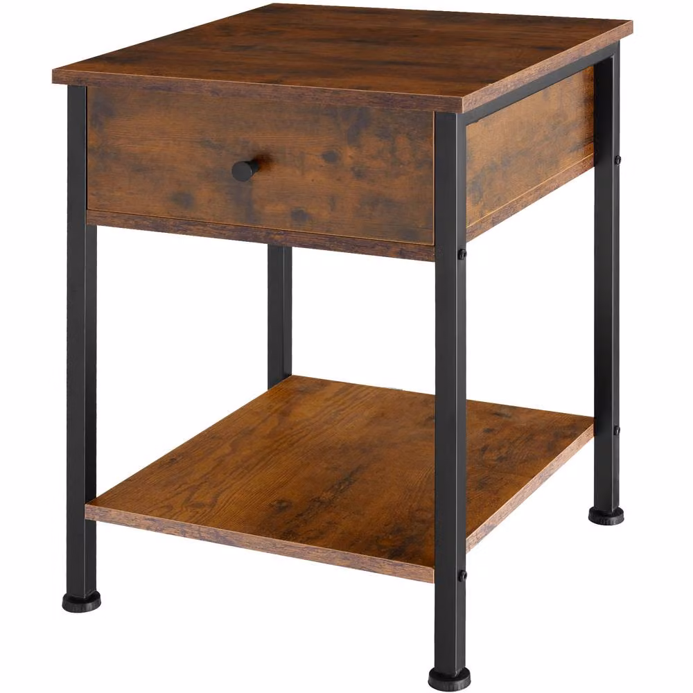 tectake Bradford Bedside Table with Single Drawer in Brown – 9