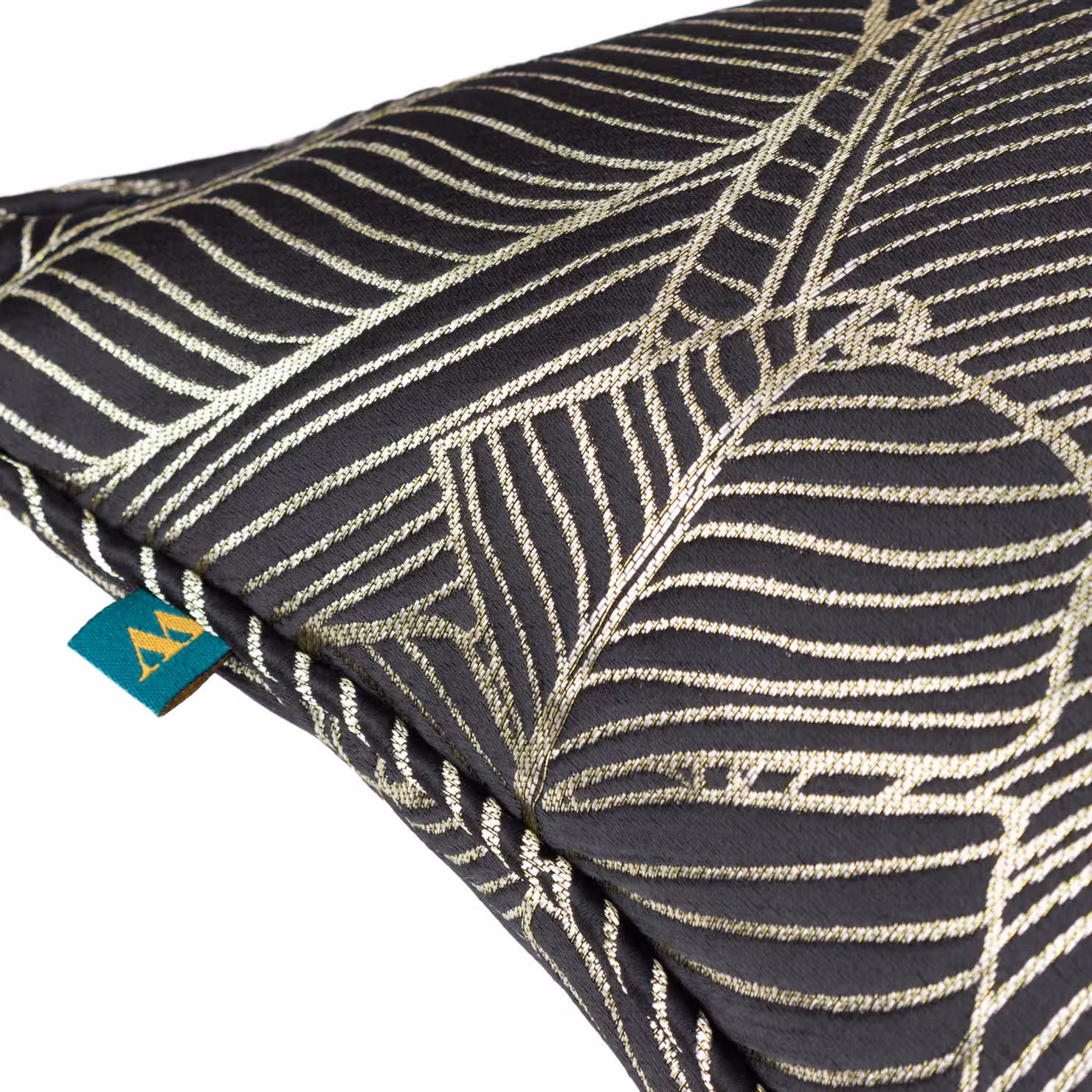 Wylder Tropics Seymour Floral Embroidered Satin Cushion in Black and Gold, W/D/H: 50 x 50 x 50 cm – 4