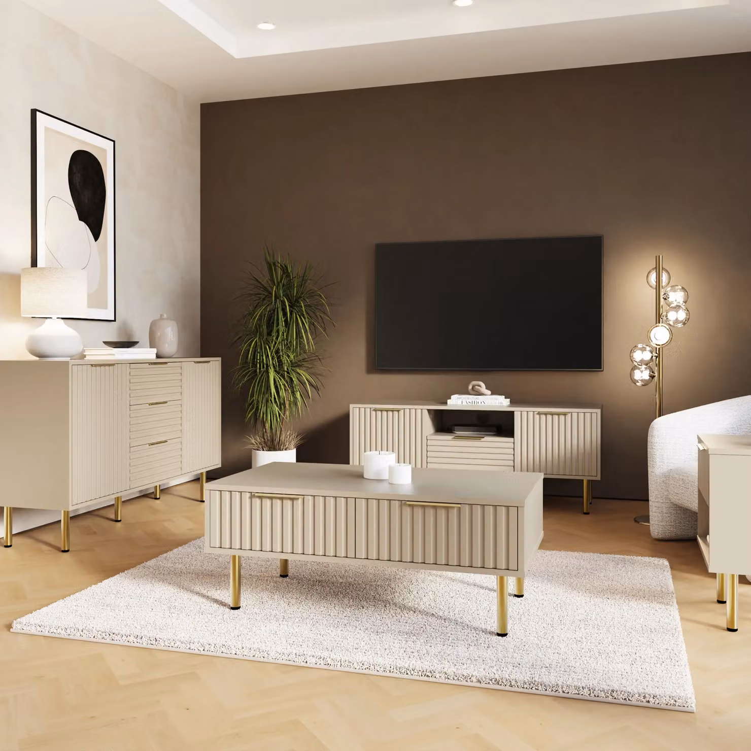 GFW Nervata Modern Rectangular Coffee Table in Black and Gold – 4