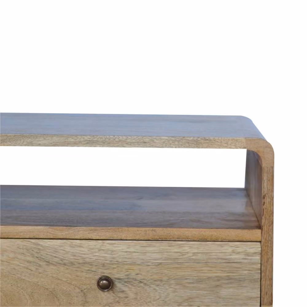 Wyld Haus Urbino Curved Mango and Oak Wood Low TV Media Unit with 2 Drawers, Brown, W: 120 cm, D: 40 cm, H: 47 cm – 5