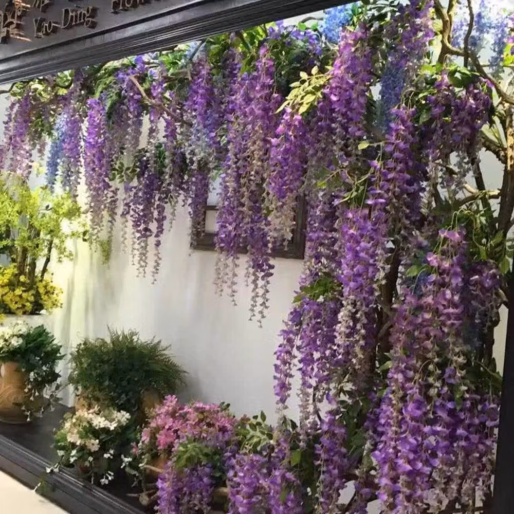 NESTLUNE 12-Piece Artificial Silk Wisteria and Ivy Flower Garland in Purple, Length: 100 cm, Width: 15 cm – 2