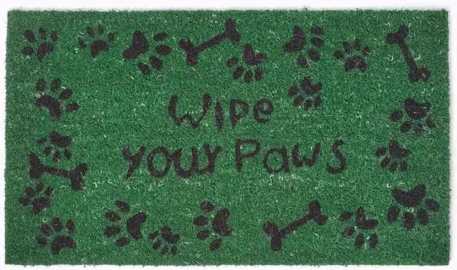 Homescapes Rectangular Coir Door Mat with Animal Design in Green