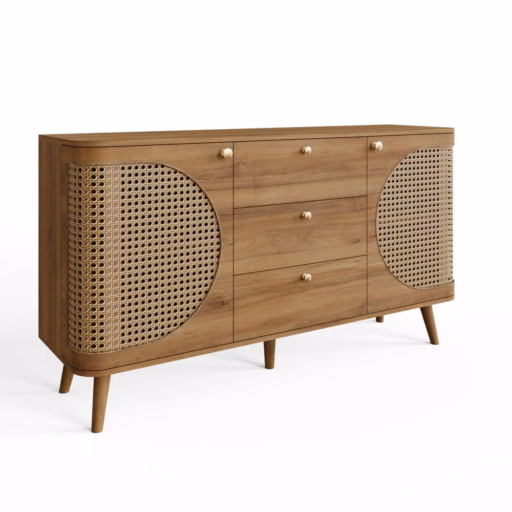 GFW Sorrel Large Rattan Sideboard in Brown Oak Wood – 2