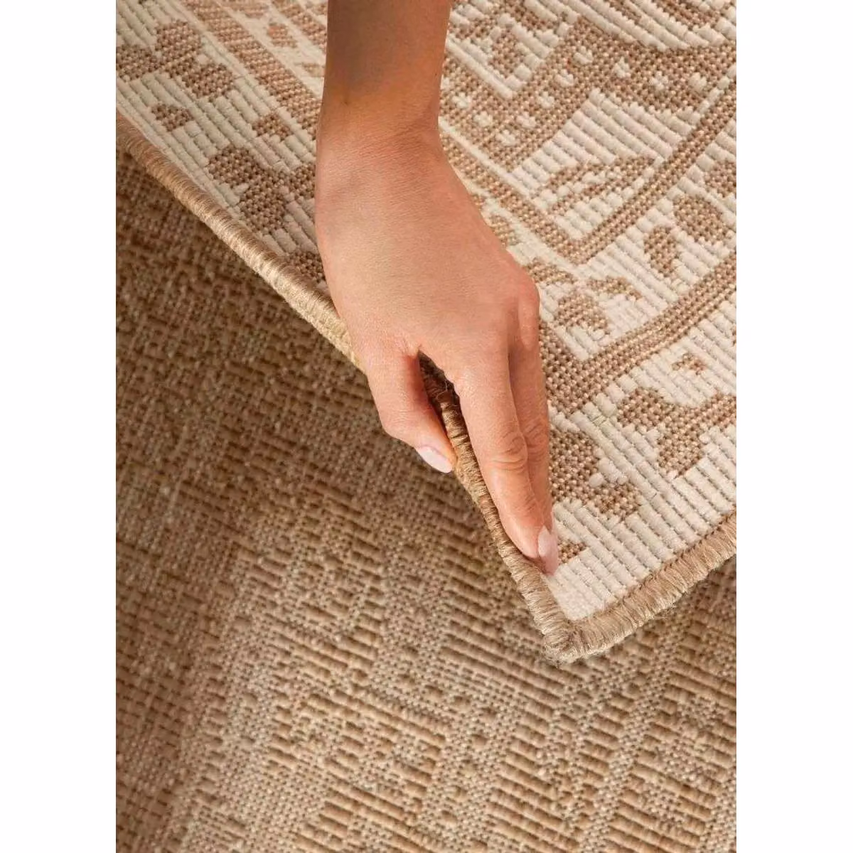 THE RUGS Rosel Reversible Vintage Flat Woven Indoor Outdoor Rug in Beige and White, W/D/H: 80 x 250 cm – 2