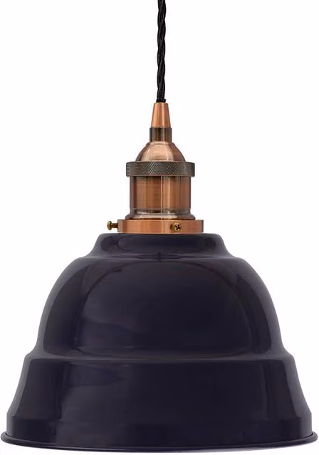 SE Home Lincoln Navy Blue Pendant Light with Antique Copper and Black Twisted Details