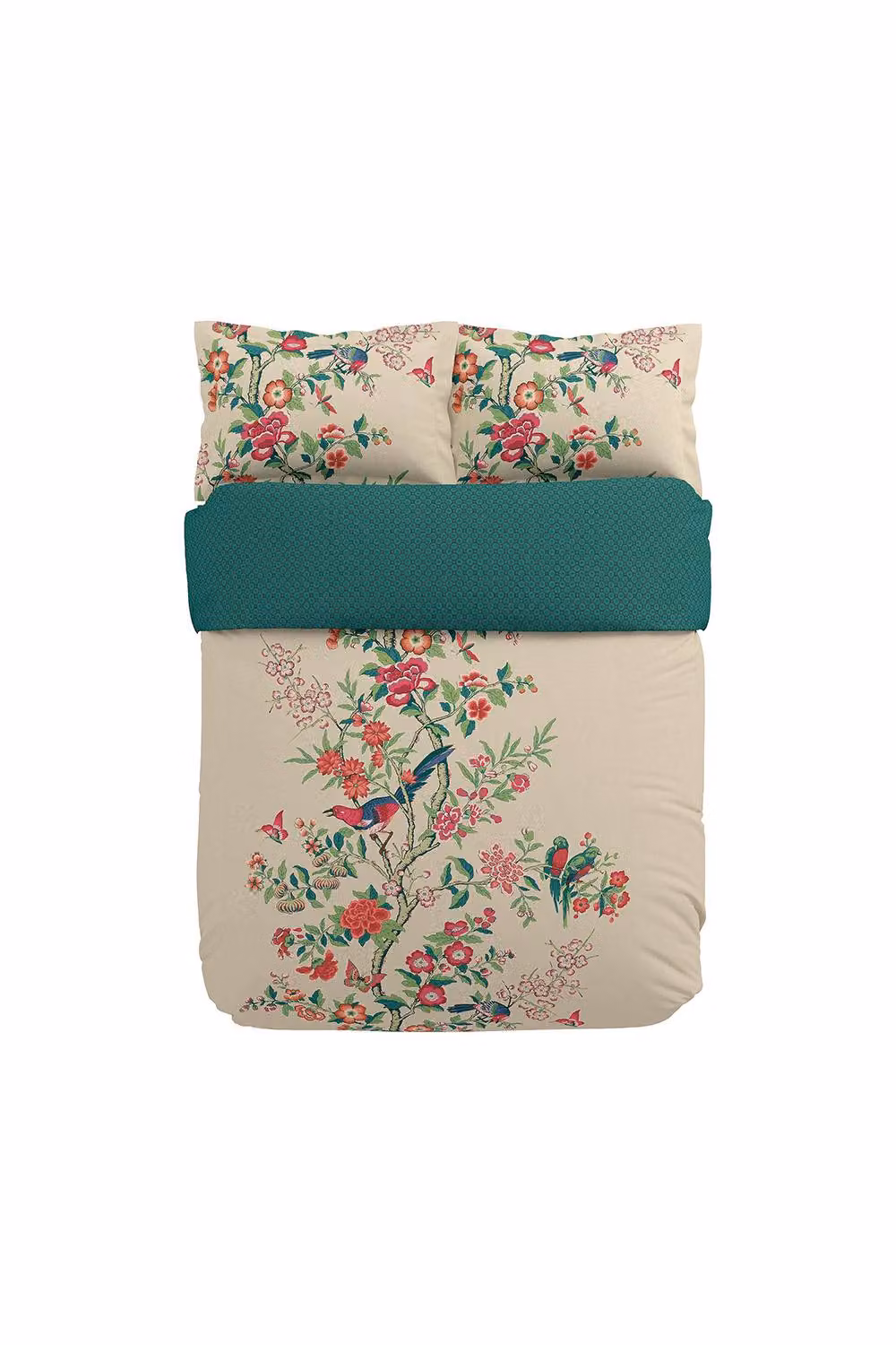 V&A Chinese Magpie Cotton Percale Duvet Cover and Pillowcase Set, Multicolour, W: 200 cm x D: 200 cm – 2