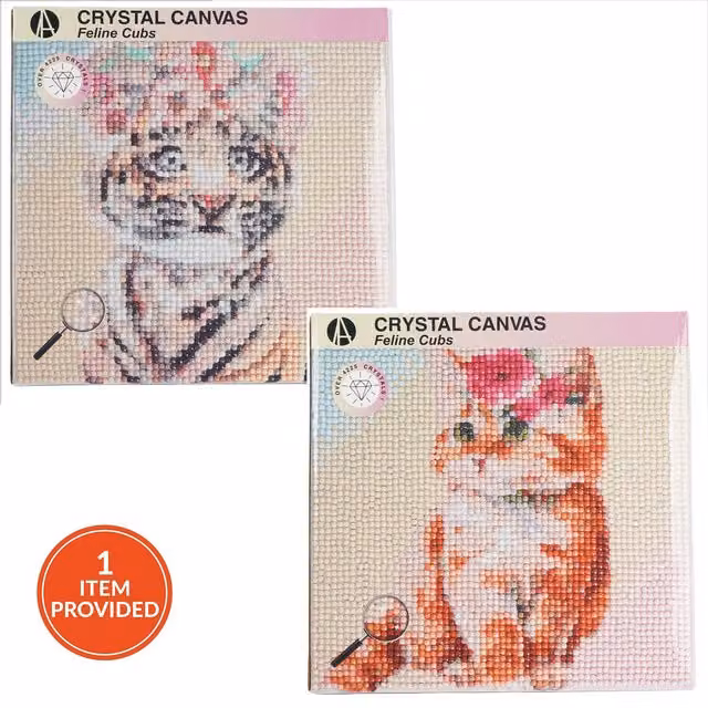 Art Studio Feline Cubs Crystal Canvas, Multicolour