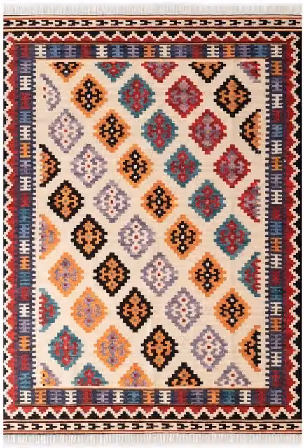 THE RUGS Kamal Kelim Rami Design Handwoven Wool and Cotton Multicolour Kilim Rug, W: 160 cm, D: 230 cm – 1