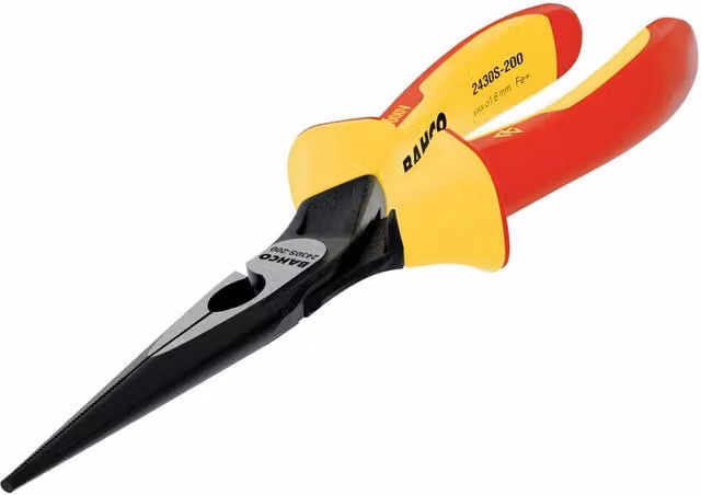 Bahco Ergo Insulated Long Nose Steel Pliers in Multicolour