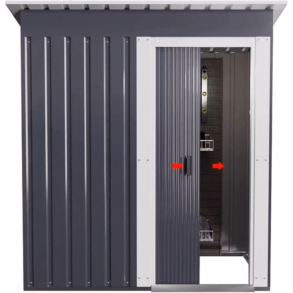 SPETLEK Pent Roof Metal Outdoor Tool Storage House in Grey, W/D/H: 153 x 181 x 77 cm – 3