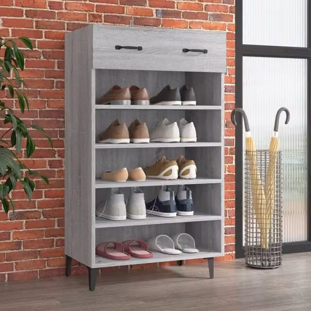 Berkfield Home Grey Sonoma Shoe Cabinet with Doors and Drawers, W/D/H: 60 x 35 x 105 cm