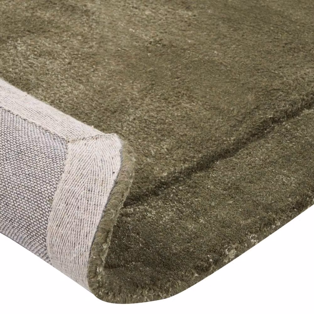 Wyld and Coco Green Hand-Tufted Oval Viscose and Wool Rug W: 80 cm, L: 250 cm – 3