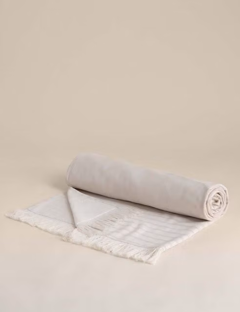 M&S Pure Cotton Hammam Beach Towel in Beige