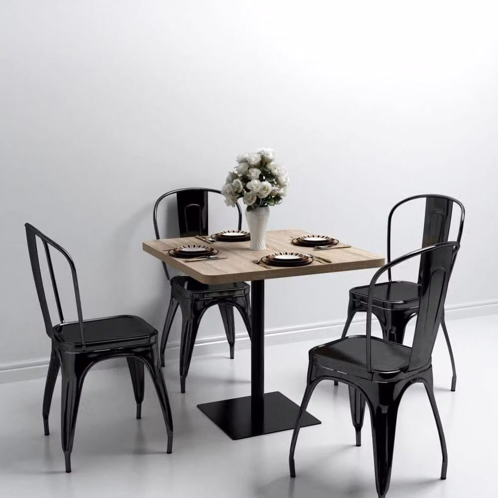 Berkfield Home Bistro Table in Oak Colour and Beige, MDF and Steel, W/D/H: 80 x 80 x 75 cm – 2