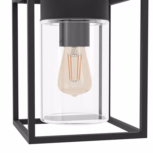 Eglo Trecate Black Industrial Outdoor Wall Lantern with Transparent Glass – 3