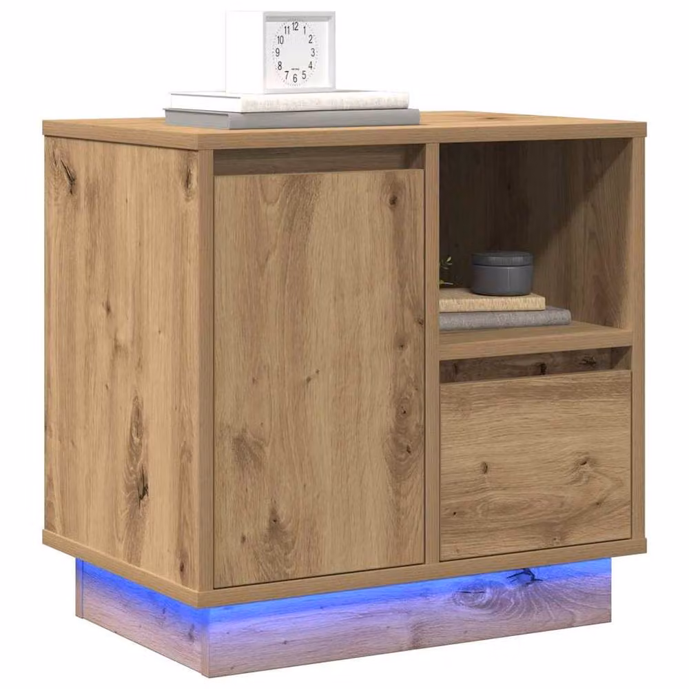 Berkfield Home Modern Bedside Cabinets with Integrated LED Lighting, Artisan Oak, Brown, W/D/H: 50 x 34.5 x 50 cm (Set of 2) – 3