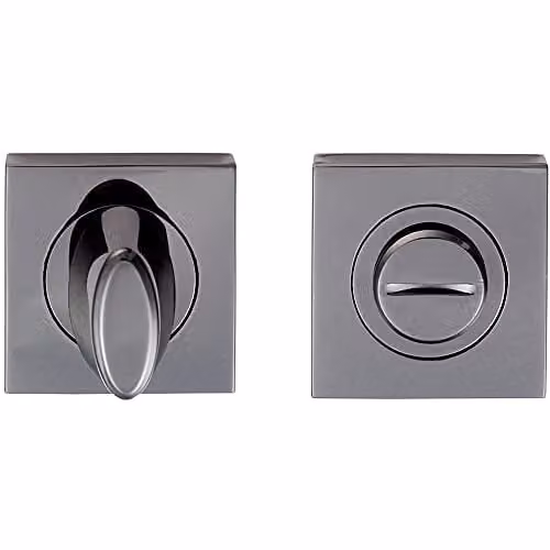 Loops Bathroom Thumbturn Lock and Release Handle with Square Rosette in Black Nickel – 1