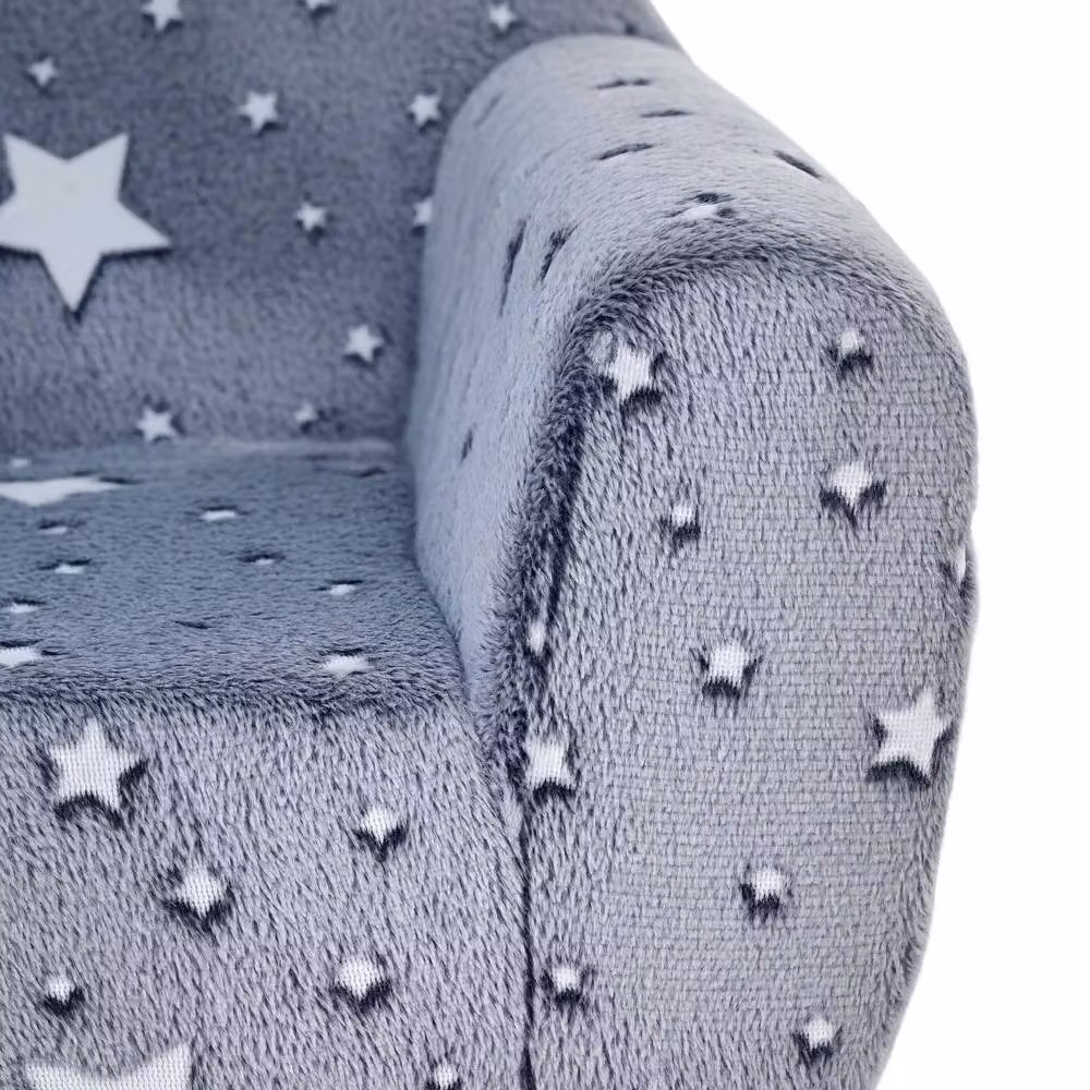 STILVORA Kids Armchair with Glow-in-the-Dark Star Design in Grey Fabric – 5