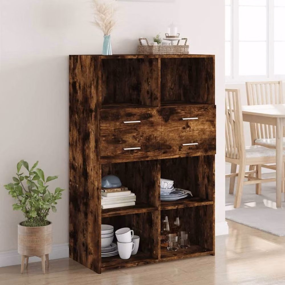Berkfield Home Smoked Oak Highboard in Brown, W: 80 cm, D: 42.5 cm, H: 124 cm – 2
