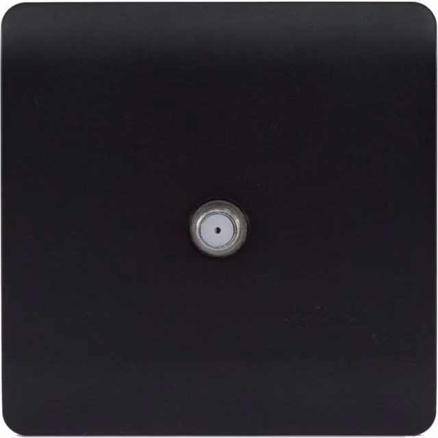 Trendi Switch 1 Gang Flush Mount Satellite Television Socket in Matt Black
