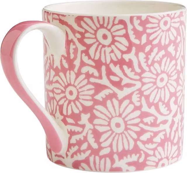 Land & Shore Aster Floral Bone China Mug, Pink