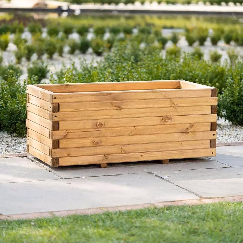 Primrose Wooden Raised Flower Bed Planter in Sand or Brown, 100 cm – 2