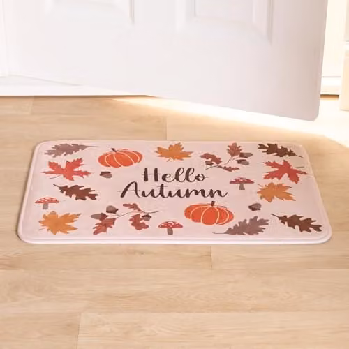 OHS Autumn Door Mat, Non-Slip and Washable Multicolour Design, W: 60 cm, D: 40 cm