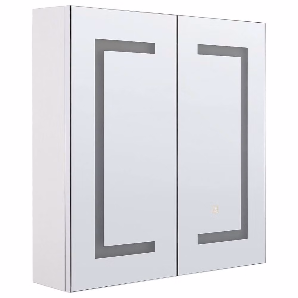 Wyld and Coco LED Mirror Cabinet in White with Internal Shelves and Integrated Lighting, W/D/H: 60 x 60 x 60 cm – 2