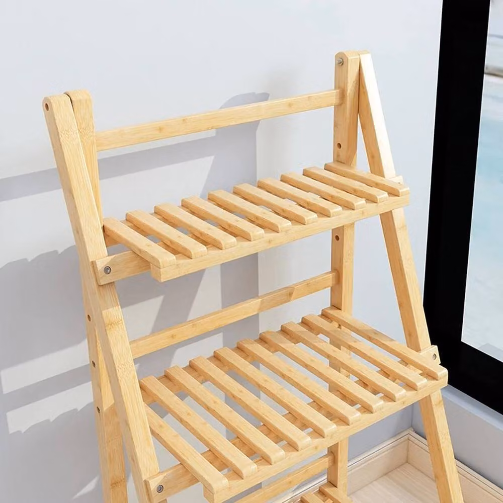 Kelvenix Foldable Wooden Plant Stand in Brown, W/D/H: 100 x 100 x 3 cm – 2