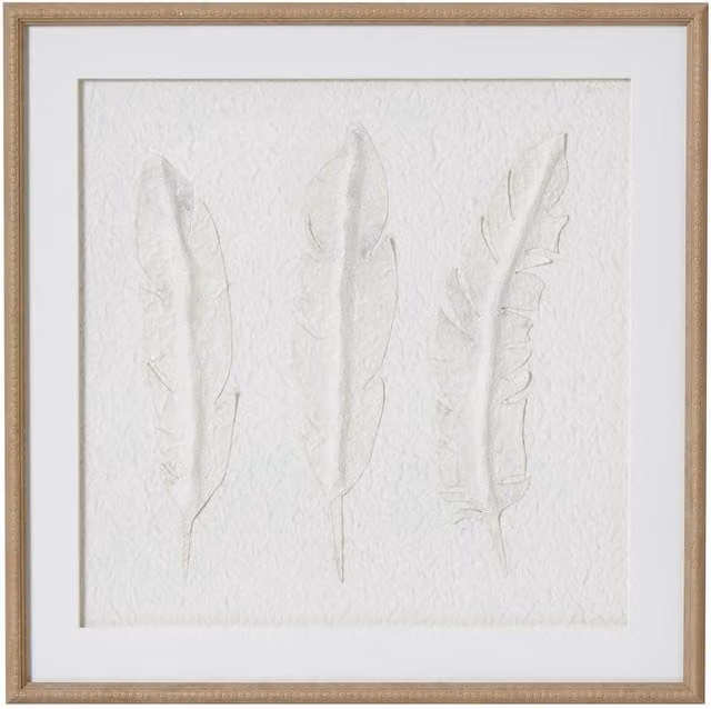 Hill Interiors Solli Feathers Framed Art Print in Brown and White