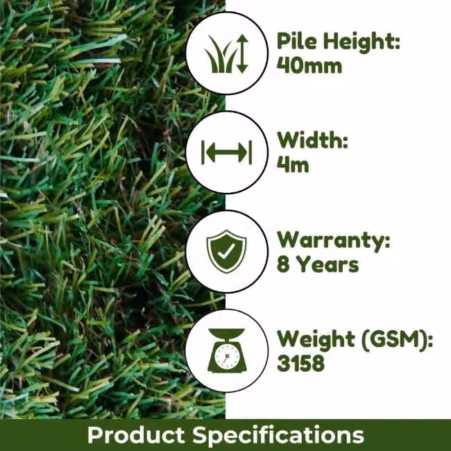 Artificial Grass GB Rio Plus 40mm Super Soft Artificial Grass in Green, W 400 cm x D 200 cm – 4