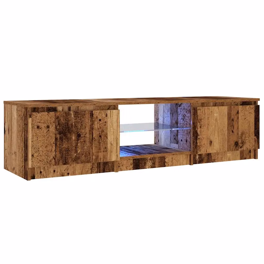 Berkfield Home Modern TV Cabinet with Integrated LED Lights in Brown, W/D/H: 140 x 40 x 35.5 cm – 4
